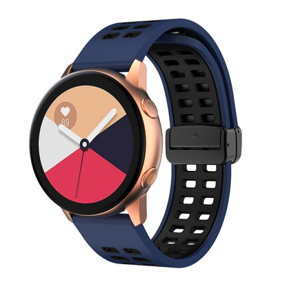 Double-row Hole Folding Black Buckle Two-color Silicone Watch Band, 20mm, 22mm