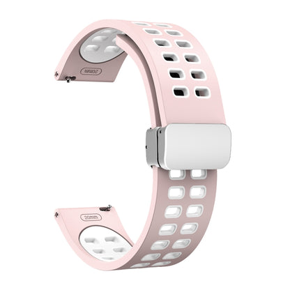 Double-row Hole Folding Silver Buckle Two-color Silicone Watch Band, 20mm, 22mm