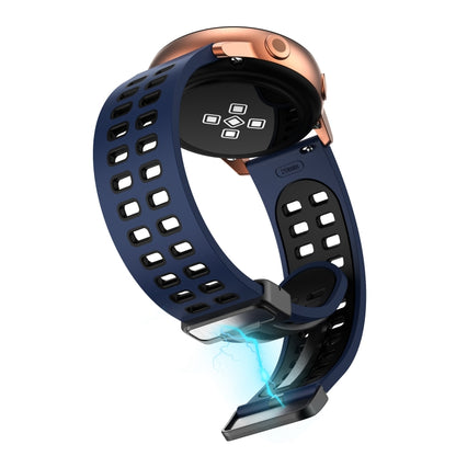 Double-row Hole Folding Silver Buckle Two-color Silicone Watch Band, 20mm, 22mm