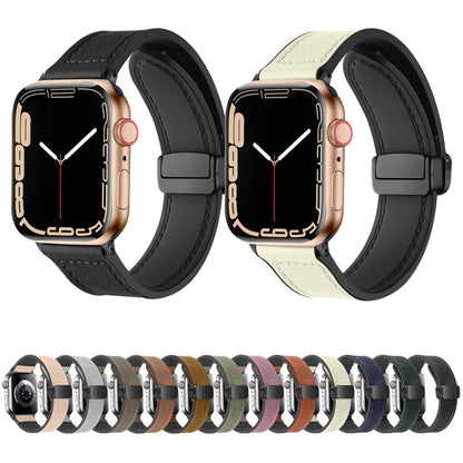 Magnetic Folding Silicone Leather Watch Band, For Apple Watch Series 8&7 41mm
