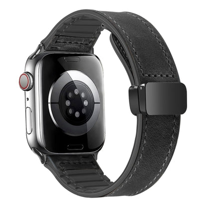 Magnetic Folding Silicone Leather Watch Band For Apple Watch Ultra 49mm / Series 8&7 45mm / SE 2&6&SE&5&4 44mm / 3&2&1 42mm, For Apple Watch Ultra 49mm