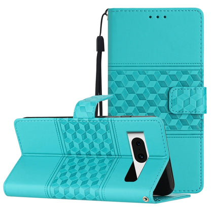Diamond Embossed Skin Feel Leather Phone Case with Lanyard, For Google Pixel 8, For Google Pixel 8 Pro, For Google Pixel 7 5G, For Google Pixel 7 Pro 5G, For Google Pixel 7a, For Google Pixel 6, For Google Pixel 6 Pro, For Google Pixel 6a              ...