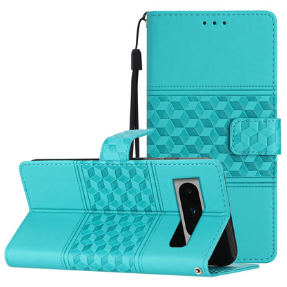 Diamond Embossed Skin Feel Leather Phone Case with Lanyard, For Google Pixel 8, For Google Pixel 8 Pro, For Google Pixel 7 5G, For Google Pixel 7 Pro 5G, For Google Pixel 7a, For Google Pixel 6, For Google Pixel 6 Pro, For Google Pixel 6a              ...