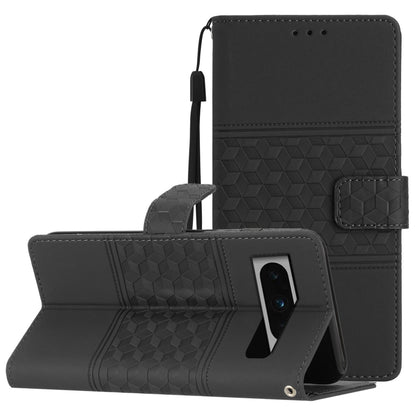 Diamond Embossed Skin Feel Leather Phone Case with Lanyard, For Google Pixel 8, For Google Pixel 8 Pro, For Google Pixel 7 5G, For Google Pixel 7 Pro 5G, For Google Pixel 7a, For Google Pixel 6, For Google Pixel 6 Pro, For Google Pixel 6a              ...