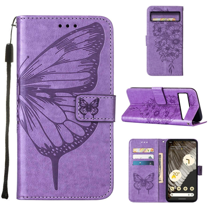 Embossed Butterfly Leather Phone Case, For Google Pixel 8, For Google Pixel 8 Pro