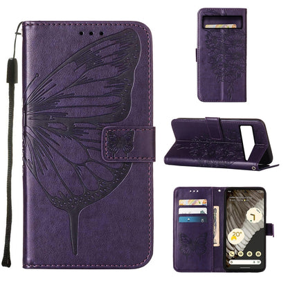 Embossed Butterfly Leather Phone Case, For Google Pixel 8, For Google Pixel 8 Pro
