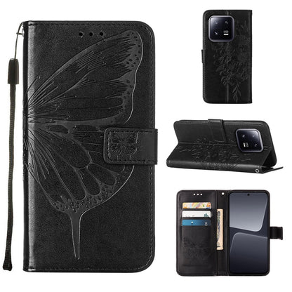Embossed Butterfly Leather Phone Case, For Xiaomi 13 Pro, For Xiaomi Poco X5 Pro 5G / Redmi Note 12 Pro Speed