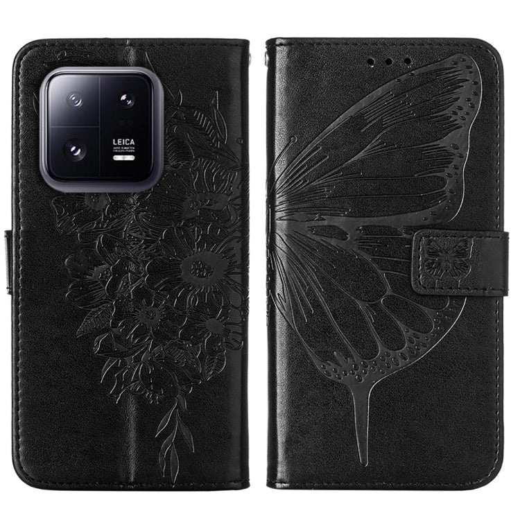 Embossed Butterfly Leather Phone Case, For Xiaomi 13 Pro, For Xiaomi Poco X5 Pro 5G / Redmi Note 12 Pro Speed