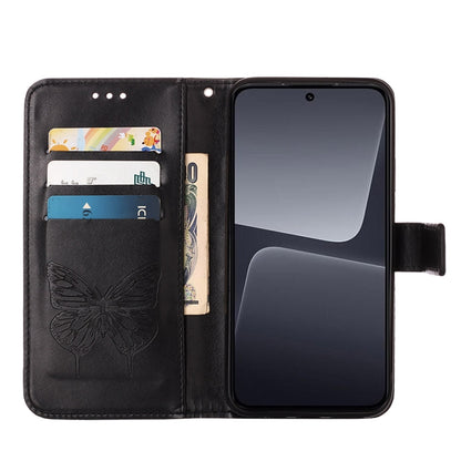 Embossed Butterfly Leather Phone Case, For Xiaomi 13 Pro, For Xiaomi Poco X5 Pro 5G / Redmi Note 12 Pro Speed