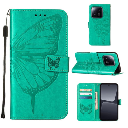 Embossed Butterfly Leather Phone Case, For Xiaomi 13 Pro, For Xiaomi Poco X5 Pro 5G / Redmi Note 12 Pro Speed