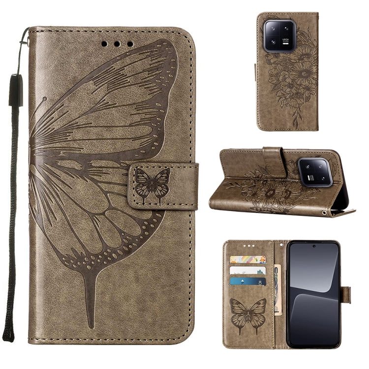 Embossed Butterfly Leather Phone Case, For Xiaomi 13 Pro, For Xiaomi Poco X5 Pro 5G / Redmi Note 12 Pro Speed