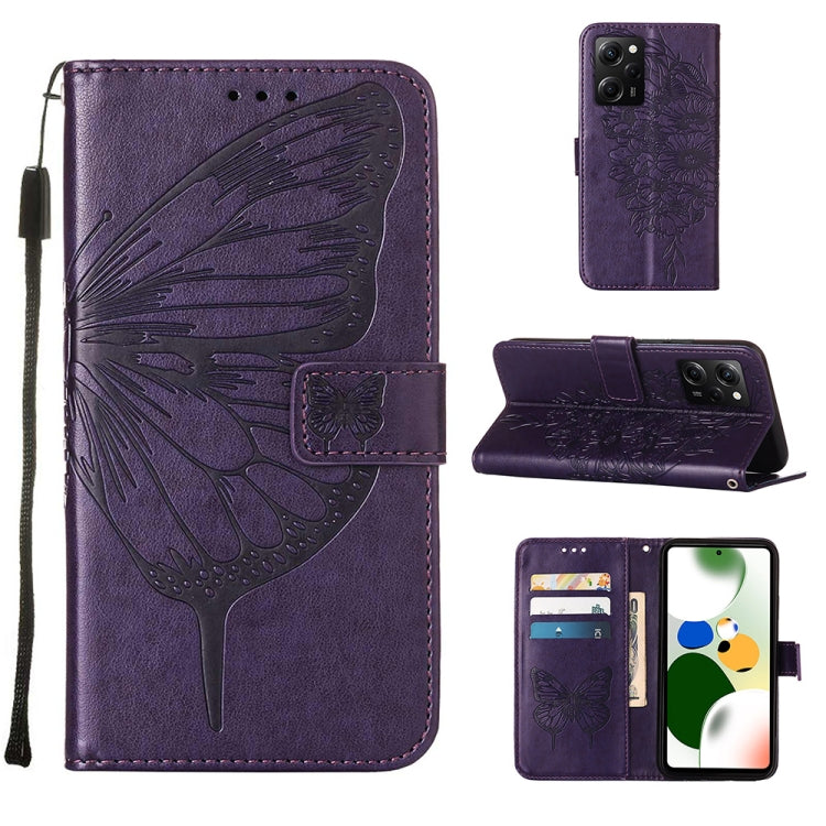 Embossed Butterfly Leather Phone Case, For Xiaomi 13 Pro, For Xiaomi Poco X5 Pro 5G / Redmi Note 12 Pro Speed