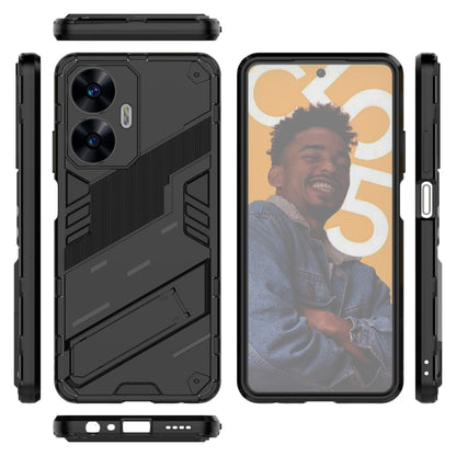 Punk Armor 2 in 1 PC + TPU Shockproof Phone Case with Invisible Holder, For Realme C55