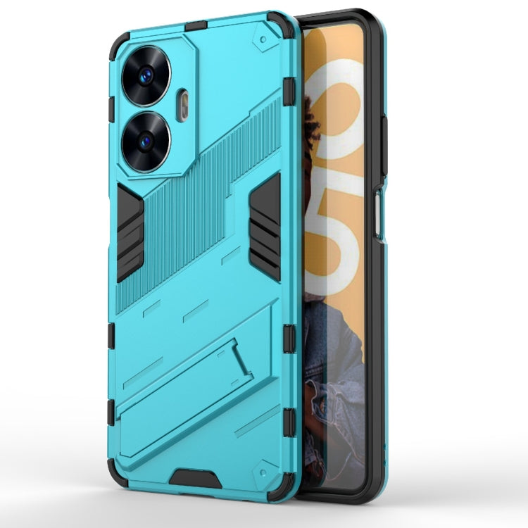 Punk Armor 2 in 1 PC + TPU Shockproof Phone Case with Invisible Holder, For Realme C55