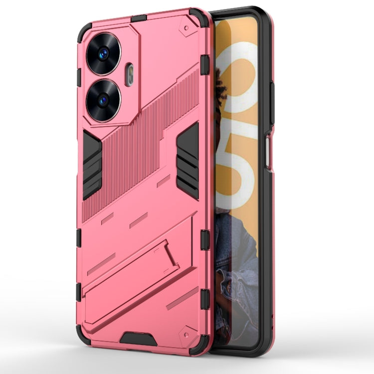 Punk Armor 2 in 1 PC + TPU Shockproof Phone Case with Invisible Holder, For Realme C55