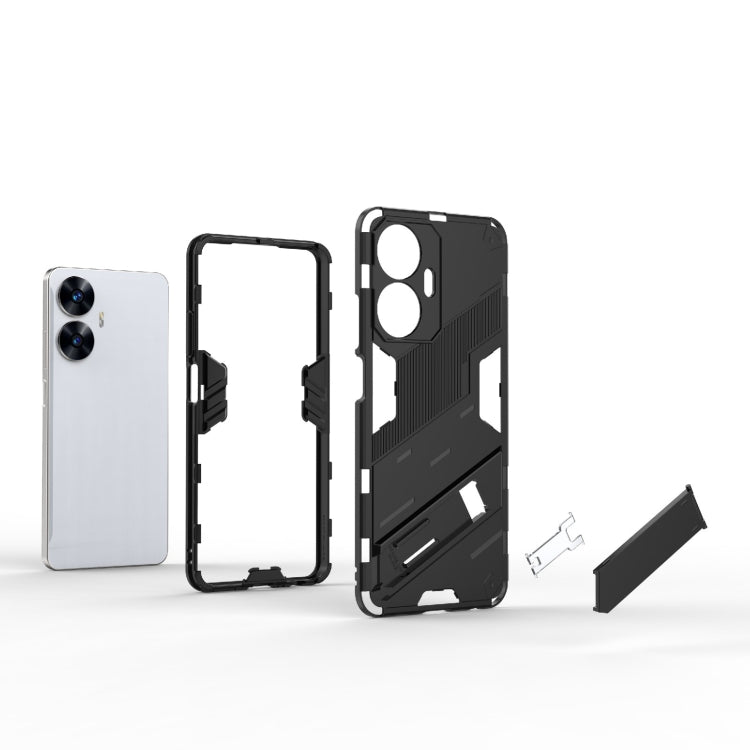 Punk Armor 2 in 1 PC + TPU Shockproof Phone Case with Invisible Holder, For Realme C55