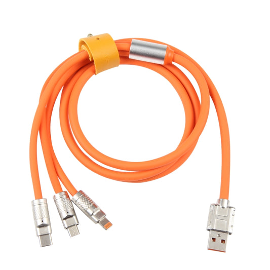 Mech Series 6A 120W 3 in 1 Metal Plug Silicone Fast Charging Data Cable, Length: 1.2m, 1.2m 3 in 1