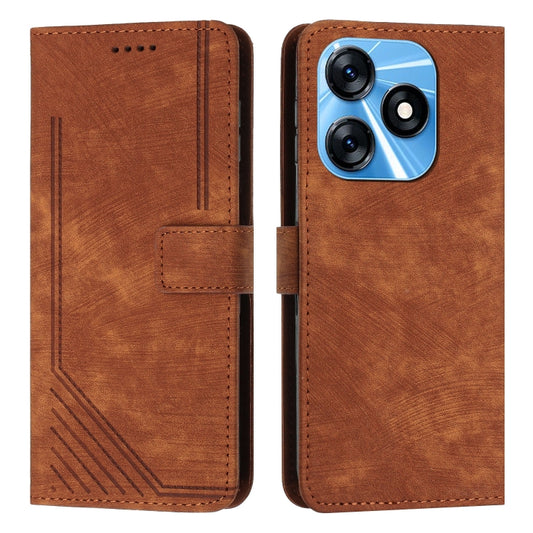 Skin Feel Stripe Pattern Leather Phone Case with Lanyard, For Tecno Spark 10C, For Tecno Pop 7, For Tecno Pop 7 Pro, For Xiaomi 13 Ultra