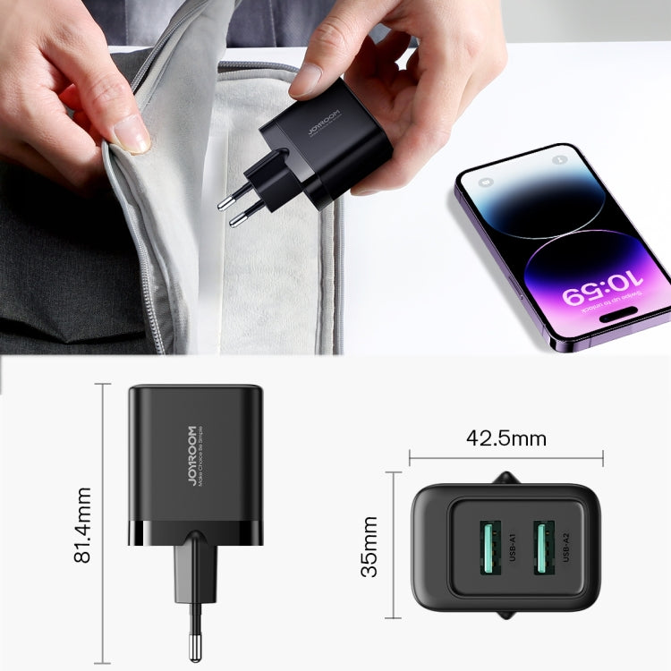 JOYROOM JR-TCN01 2.4A Dual Ports USB Charger, EU Plug, UK Plug