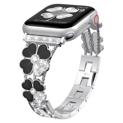 Petal Metal Diamond Watch Band, For Apple Watch Ultra 49mm, For Apple Watch SE 2023 44mm, For Apple Watch 8 41mm, For Apple Watch 8 45mm, For Apple Watch 7 41mm, For Apple Watch 7 45mm, For Apple Watch SE 2023 40mm, For Apple Watch SE 2022 40mm        ...