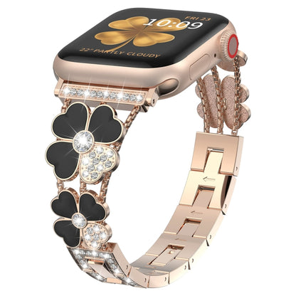 Petal Metal Diamond Watch Band, For Apple Watch Ultra 49mm, For Apple Watch SE 2023 44mm, For Apple Watch 8 41mm, For Apple Watch 8 45mm, For Apple Watch 7 41mm, For Apple Watch 7 45mm, For Apple Watch SE 2023 40mm, For Apple Watch SE 2022 40mm        ...