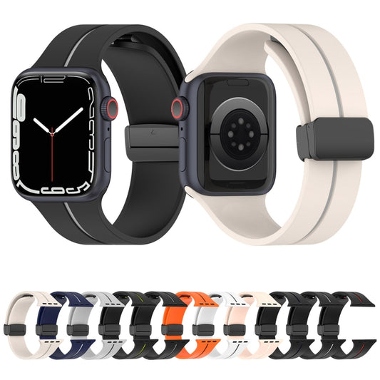 Two Color Folding Buckle Silicone Watch Band, For Apple Watch Ultra 49mm, For Apple Watch SE 2023 44mm, For Apple Watch 8 41mm, For Apple Watch 8 45mm, For Apple Watch 7 41mm, For Apple Watch 7 45mm, For Apple Watch SE 2022 40mm������������������������...