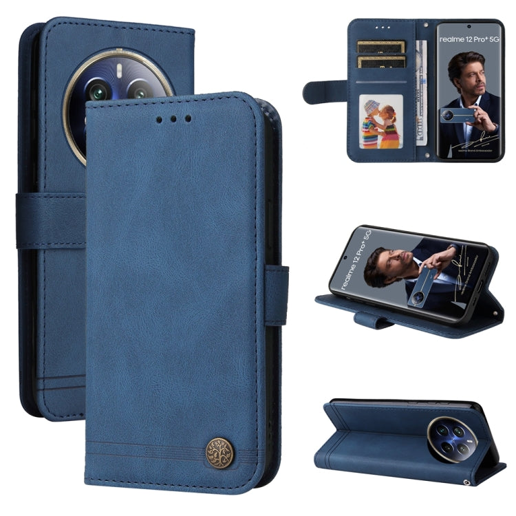 Skin Feel Life Tree Metal Button Leather Phone Case, For Realme 16 Pro+ 5G, For Realme 16 Pro 5G, For Realme 15x 5G India / Realme C85 5G, For Realme C85 Pro 4G, For Realme 15T 5G, For Realme Narzo 80 Lite 4G / C71 India                                ...