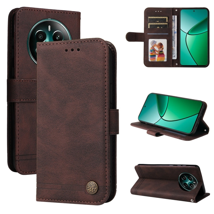 Skin Feel Life Tree Metal Button Leather Phone Case, For Realme 16 Pro+ 5G, For Realme 16 Pro 5G, For Realme 15x 5G India / Realme C85 5G, For Realme C85 Pro 4G, For Realme 15T 5G, For Realme Narzo 80 Lite 4G / C71 India                                ...