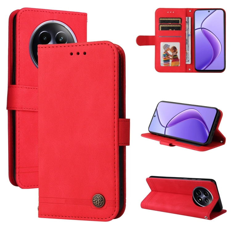 Skin Feel Life Tree Metal Button Leather Phone Case, For Realme 16 Pro+ 5G, For Realme 16 Pro 5G, For Realme 15x 5G India / Realme C85 5G, For Realme C85 Pro 4G, For Realme 15T 5G, For Realme Narzo 80 Lite 4G / C71 India                                ...