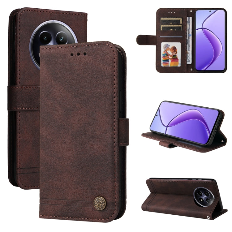 Skin Feel Life Tree Metal Button Leather Phone Case, For Realme 16 Pro+ 5G, For Realme 16 Pro 5G, For Realme 15x 5G India / Realme C85 5G, For Realme C85 Pro 4G, For Realme 15T 5G, For Realme Narzo 80 Lite 4G / C71 India                                ...