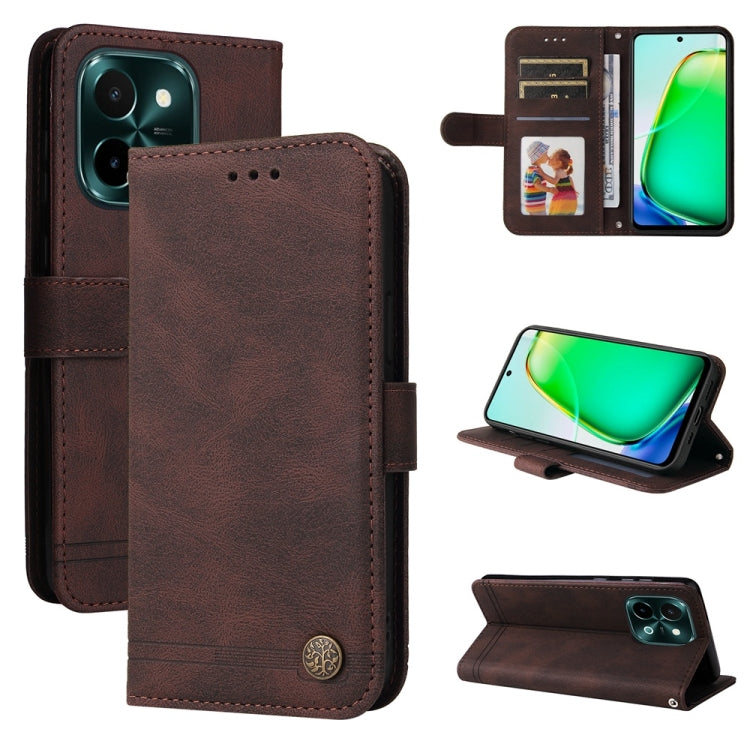 Skin Feel Life Tree Metal Button Leather Phone Case, For Realme 16 Pro+ 5G, For Realme 16 Pro 5G, For Realme 15x 5G India / Realme C85 5G, For Realme C85 Pro 4G, For Realme 15T 5G, For Realme Narzo 80 Lite 4G / C71 India                                ...