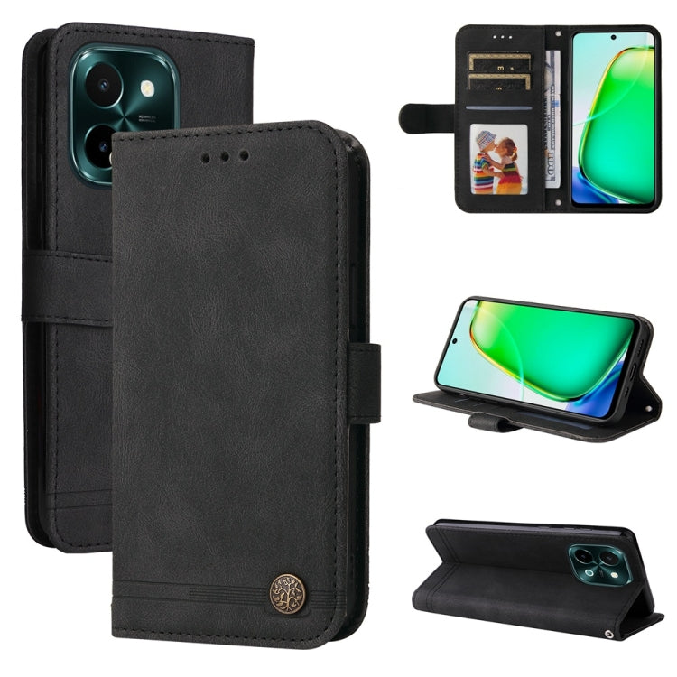 Skin Feel Life Tree Metal Button Leather Phone Case, For Realme 16 Pro+ 5G, For Realme 16 Pro 5G, For Realme 15x 5G India / Realme C85 5G, For Realme C85 Pro 4G, For Realme 15T 5G, For Realme Narzo 80 Lite 4G / C71 India                                ...