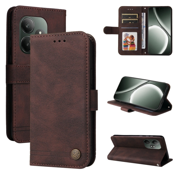 Skin Feel Life Tree Metal Button Leather Phone Case, For Realme 16 Pro+ 5G, For Realme 16 Pro 5G, For Realme 15x 5G India / Realme C85 5G, For Realme C85 Pro 4G, For Realme 15T 5G, For Realme Narzo 80 Lite 4G / C71 India                                ...