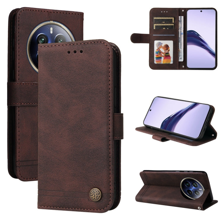 Skin Feel Life Tree Metal Button Leather Phone Case, For Realme 16 Pro+ 5G, For Realme 16 Pro 5G, For Realme 15x 5G India / Realme C85 5G, For Realme C85 Pro 4G, For Realme 15T 5G, For Realme Narzo 80 Lite 4G / C71 India                                ...