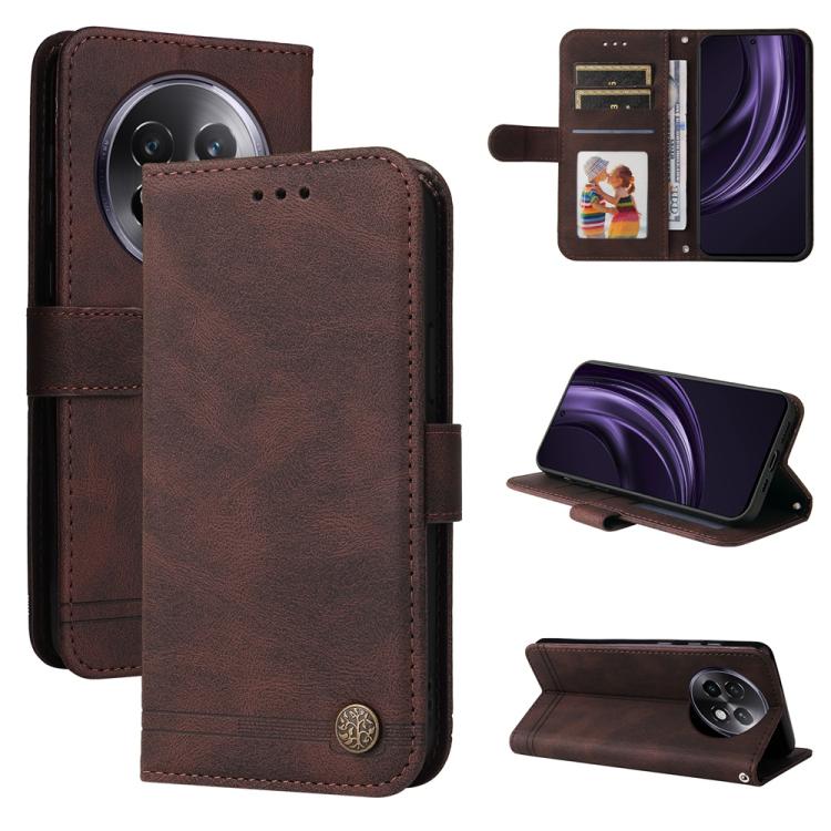 Skin Feel Life Tree Metal Button Leather Phone Case, For Realme 16 Pro+ 5G, For Realme 16 Pro 5G, For Realme 15x 5G India / Realme C85 5G, For Realme C85 Pro 4G, For Realme 15T 5G, For Realme Narzo 80 Lite 4G / C71 India                                ...