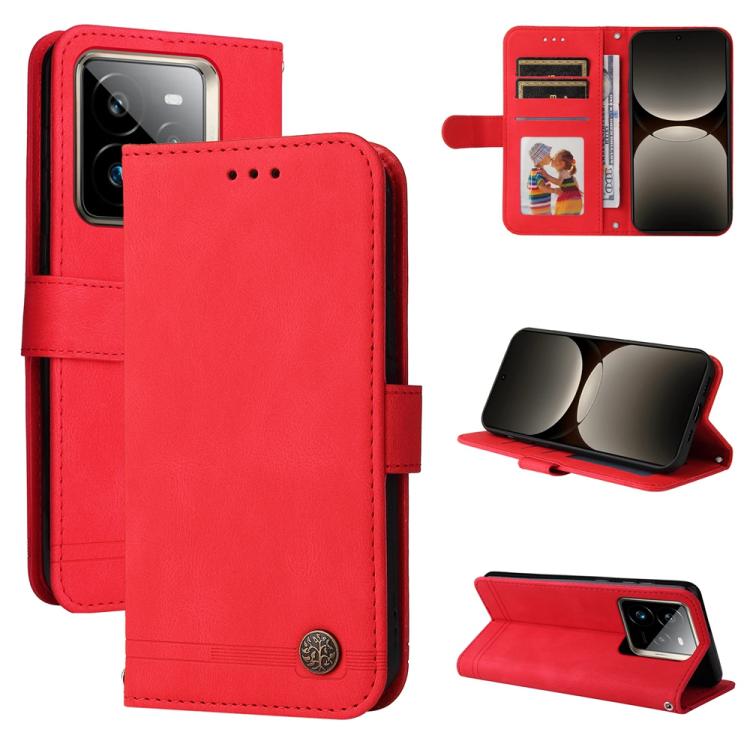 Skin Feel Life Tree Metal Button Leather Phone Case, For Realme 16 Pro+ 5G, For Realme 16 Pro 5G, For Realme 15x 5G India / Realme C85 5G, For Realme C85 Pro 4G, For Realme 15T 5G, For Realme Narzo 80 Lite 4G / C71 India                                ...