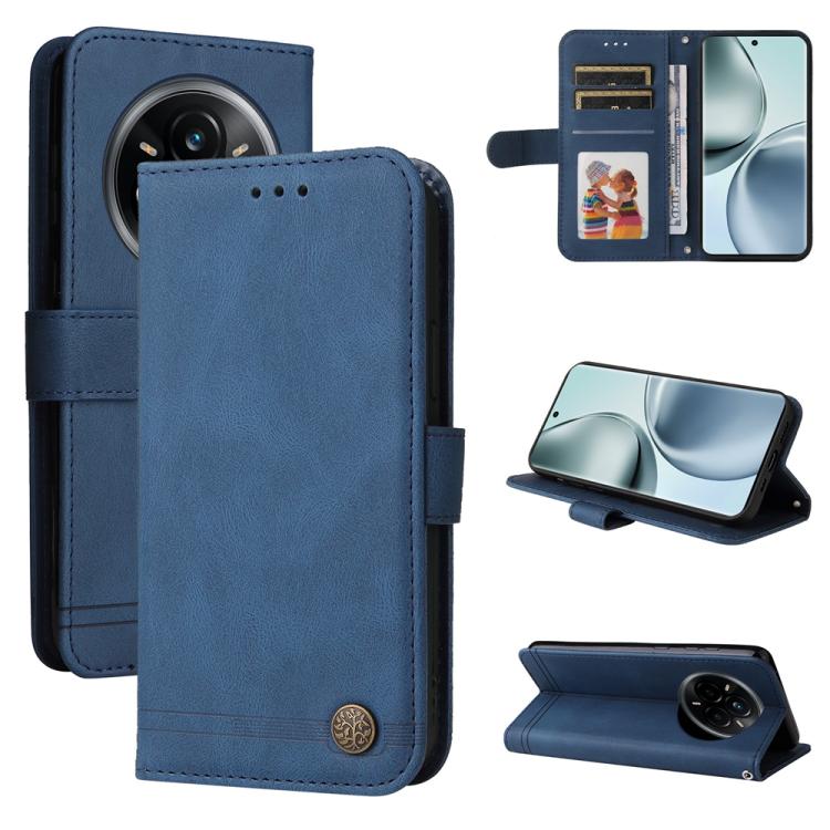Skin Feel Life Tree Metal Button Leather Phone Case, For Realme 16 Pro+ 5G, For Realme 16 Pro 5G, For Realme 15x 5G India / Realme C85 5G, For Realme C85 Pro 4G, For Realme 15T 5G, For Realme Narzo 80 Lite 4G / C71 India                                ...