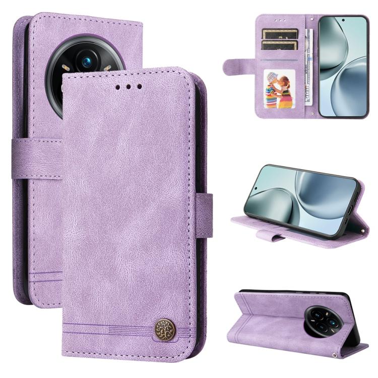 Skin Feel Life Tree Metal Button Leather Phone Case, For Realme 16 Pro+ 5G, For Realme 16 Pro 5G, For Realme 15x 5G India / Realme C85 5G, For Realme C85 Pro 4G, For Realme 15T 5G, For Realme Narzo 80 Lite 4G / C71 India                                ...