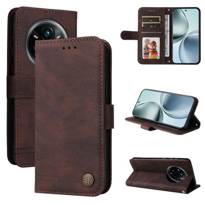 Skin Feel Life Tree Metal Button Leather Phone Case, For Realme 16 Pro+ 5G, For Realme 16 Pro 5G, For Realme 15x 5G India / Realme C85 5G, For Realme C85 Pro 4G, For Realme 15T 5G, For Realme Narzo 80 Lite 4G / C71 India                                ...