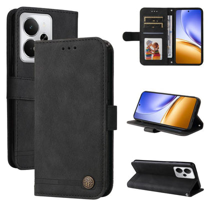 Skin Feel Life Tree Metal Button Leather Phone Case, For Realme 16 Pro+ 5G, For Realme 16 Pro 5G, For Realme 15x 5G India / Realme C85 5G, For Realme C85 Pro 4G, For Realme 15T 5G, For Realme Narzo 80 Lite 4G / C71 India                                ...