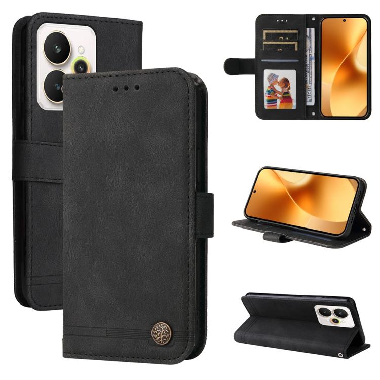 Skin Feel Life Tree Metal Button Leather Phone Case, For Realme 16 Pro+ 5G, For Realme 16 Pro 5G, For Realme 15x 5G India / Realme C85 5G, For Realme C85 Pro 4G, For Realme 15T 5G, For Realme Narzo 80 Lite 4G / C71 India                                ...