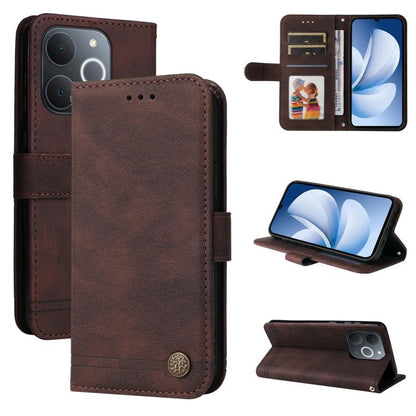 Skin Feel Life Tree Metal Button Leather Phone Case, For Realme 16 Pro+ 5G, For Realme 16 Pro 5G, For Realme 15x 5G India / Realme C85 5G, For Realme C85 Pro 4G, For Realme 15T 5G, For Realme Narzo 80 Lite 4G / C71 India                                ...