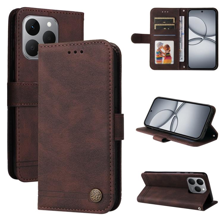 Skin Feel Life Tree Metal Button Leather Phone Case, For Realme 16 Pro+ 5G, For Realme 16 Pro 5G, For Realme 15x 5G India / Realme C85 5G, For Realme C85 Pro 4G, For Realme 15T 5G, For Realme Narzo 80 Lite 4G / C71 India                                ...