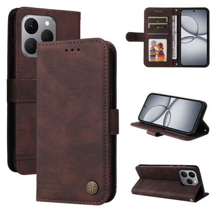 Skin Feel Life Tree Metal Button Leather Phone Case, For Realme 16 Pro+ 5G, For Realme 16 Pro 5G, For Realme 15x 5G India / Realme C85 5G, For Realme C85 Pro 4G, For Realme 15T 5G, For Realme Narzo 80 Lite 4G / C71 India                                ...