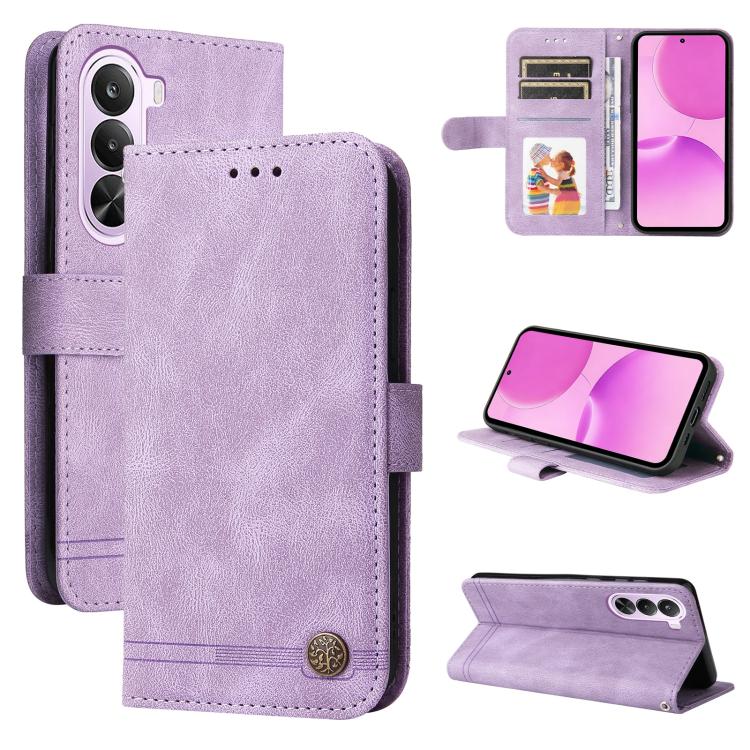 Skin Feel Life Tree Metal Button Leather Phone Case, For Realme P4R 5G / P4x 4G / C100 4G / C100i, For Realme 16 Pro+ 5G, For Realme 16 Pro 5G, For Realme P4x 5G, For Realme 15x 5G India / Realme C85 5G, For Realme C85 Pro 4G, For Realme 15T 5G        ...