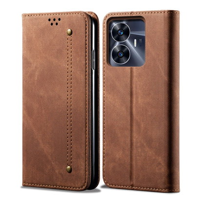 Denim Texture Casual Style Horizontal Flip Leather Case, For Realme C55