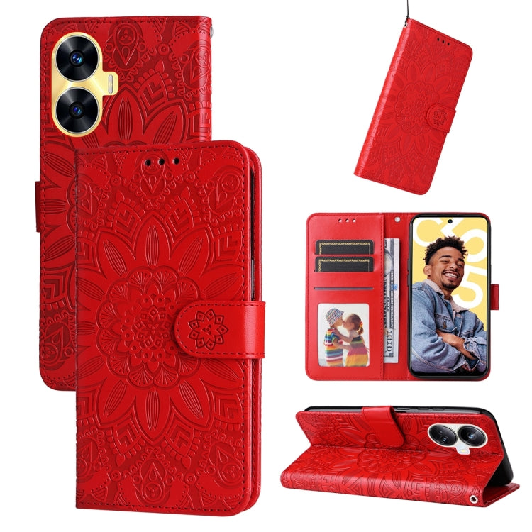 Embossed Sunflower Leather Phone Case, For Realme C67 4G Global, For Realme C67 Global / 11 5G Taiwan Version, For Realme 11 4G Global, For Realme C53 / Narzo N53, For Realme 11, For Realme 11 Pro / 11 Pro+, For Realme C65 4G, For Realme C55           ...