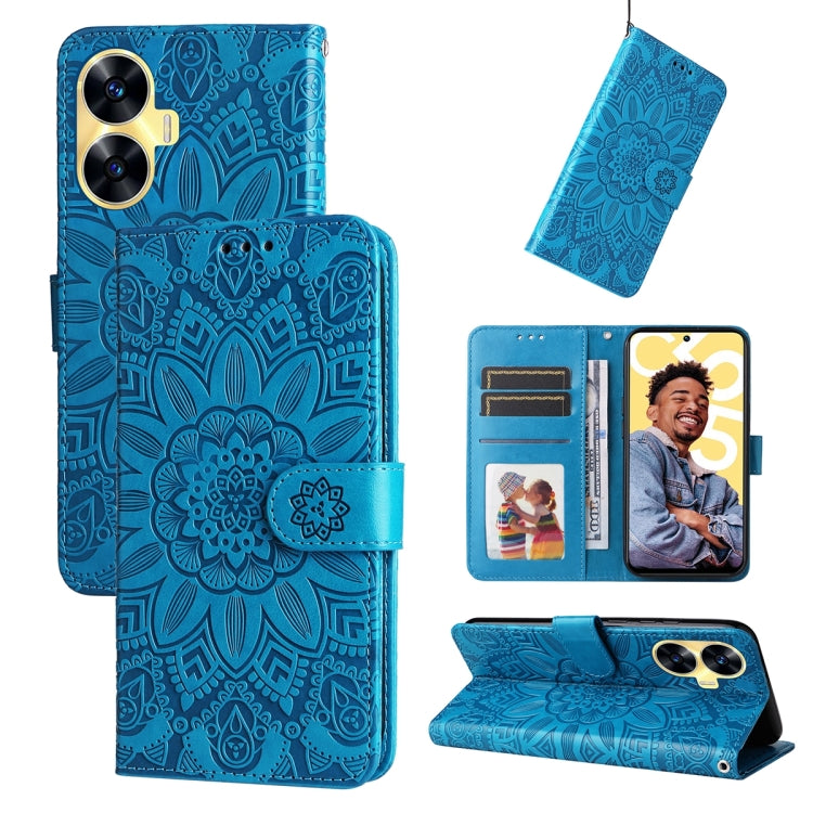 Embossed Sunflower Leather Phone Case, For Realme C67 4G Global, For Realme C67 Global / 11 5G Taiwan Version, For Realme 11 4G Global, For Realme C53 / Narzo N53, For Realme 11, For Realme 11 Pro / 11 Pro+, For Realme C65 4G, For Realme C55           ...
