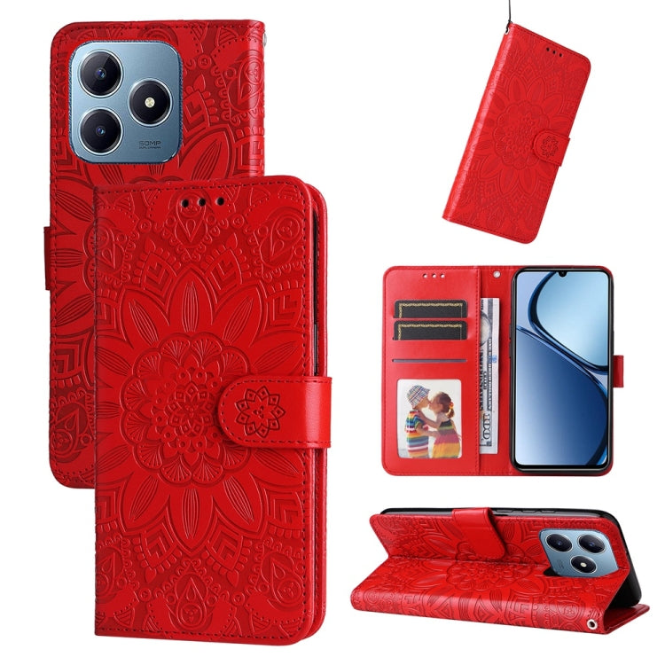 Embossed Sunflower Leather Phone Case, For Realme 16 Pro+ 5G, For Realme 16 Pro 5G, For Realme 15x 5G India / Realme C85 5G, For Realme C85 Pro 4G, For Realme 15T 5G, For Realme Narzo 80 Lite 4G / C71 India, For Realme 15 5G / Realme 15 Pro 5G         ...