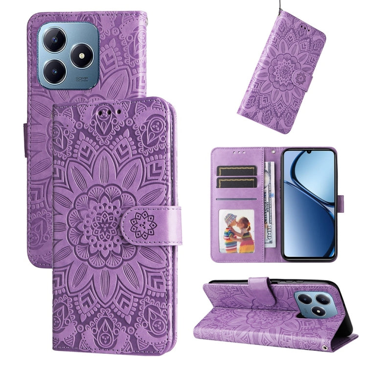 Embossed Sunflower Leather Phone Case, For Realme 16 Pro+ 5G, For Realme 16 Pro 5G, For Realme 15x 5G India / Realme C85 5G, For Realme C85 Pro 4G, For Realme 15T 5G, For Realme Narzo 80 Lite 4G / C71 India, For Realme 15 5G / Realme 15 Pro 5G         ...